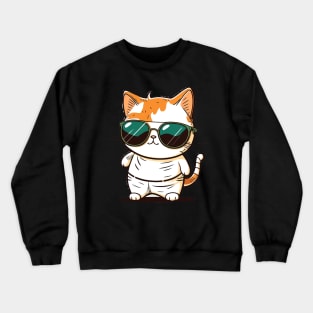 Cute ginger cat wearing sunglasses Crewneck Sweatshirt